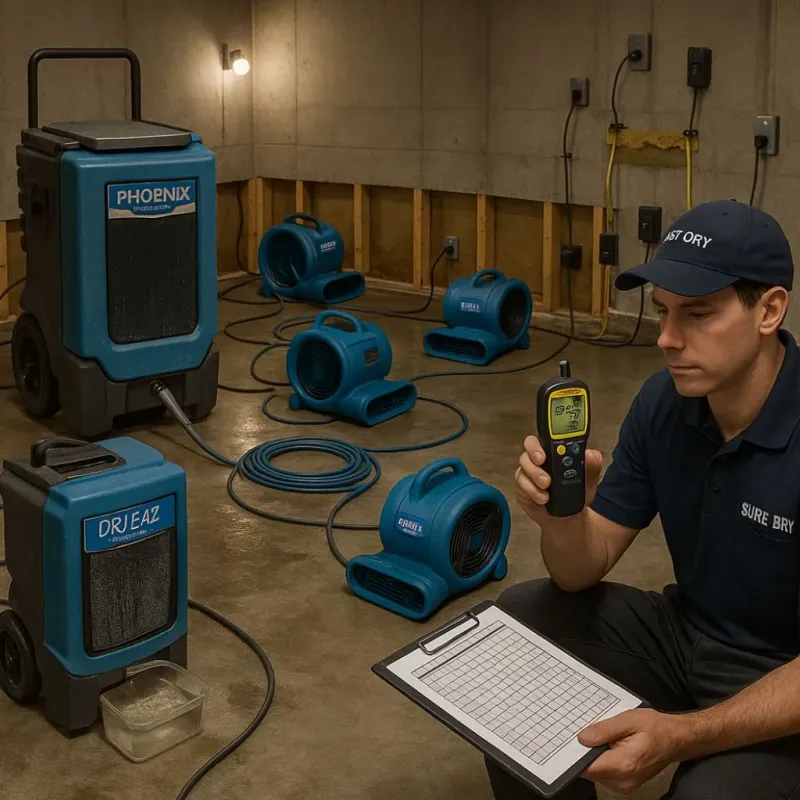 Structural Drying and Dehumidification process in Kachina Village, AZ